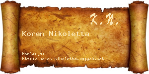 Koren Nikoletta névjegykártya